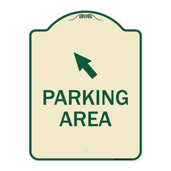 Signmission Parking Area with Upper Left Arrow Heavy-Gauge Aluminum Architectural Sign, 24" x 18", TG-1824-23464 A-DES-TG-1824-23464 - main